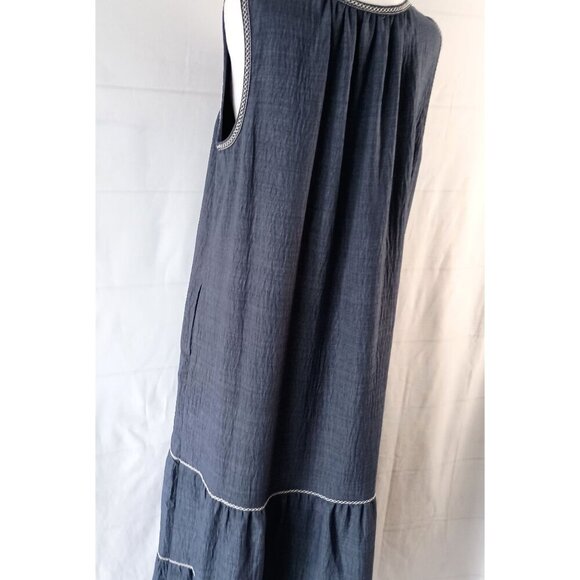 Max Studio Sleeveless Split Maxi Dress Indigo Blue Women’s L NWOT Retail $178 - Picture 8 of 10